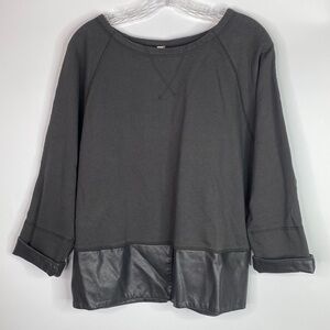 Mur Mur Anthropologie Grey Faux Leather Trim Top Size Medium